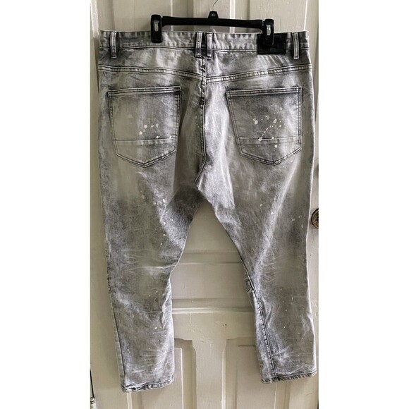 Smoke Rise Jeans Mens 40 Light Wash Distressed Slim Fit Denim Mens 40 x 32 - Picture 3 of 8